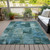 5' X 8' Teal Blue And Pale Aqua Abstract Washable Indoor Outdoor Area Rug