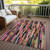 3' X 5' Pink Black And Green Striped Washable Indoor Outdoor Area Rug