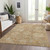 5' X 8' Khaki And Brown Damask Washable Indoor Outdoor Area Rug