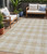 5' X 8' Beige And Gray Plaid Washable Indoor Outdoor Area Rug