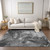 5' X 8' Gray Abstract Washable Non Skid Indoor Outdoor Area Rug Transitional Style - Gray Color
