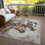 5' X 8' Beige And Gray Horse Washable Indoor Outdoor Area Rug