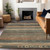 5' X 8' Fern Green And Rust Aztec Washable Indoor Outdoor Area Rug