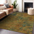 3' X 5' Copper And Green Abstract Washable Indoor Outdoor Area Rug