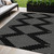 5' X 8' Black And Ivory Geometric Washable Indoor Outdoor Area Rug Transitional Style - Black, Ivory Color