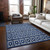 5' X 8' Navy Blue And Ivory Geometric Washable Indoor Outdoor Area Rug Transitional Style - Navy Blue, Ivory Color