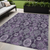 5' X 8' Eggplant Purple And Lavender Damask Washable Indoor Outdoor Area Rug