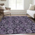 5' X 8' Eggplant Purple And Lavender Damask Washable Indoor Outdoor Area Rug