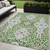 5' X 8' Green Gray And Taupe Floral Washable Indoor Outdoor Area Rug