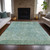 3' X 5' Teal Blue And Ivory Abstract Washable Indoor Outdoor Area Rug - Teal Blue, Ivory