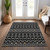 3' X 5' Black Ivory And Blue Geometric Washable Indoor Outdoor Area Rug