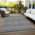 3' X 5' Gray Striped Washable Non Skid Indoor Outdoor Area Rug