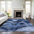 5' X 8' Navy Blue Abstract Washable Non Skid Indoor Outdoor Area Rug - Navy Blue