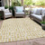 5' X 8' Wheat And Ivory Geometric Washable Indoor Outdoor Area Rug
