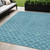 5' X 8' Teal Blue And Ivory Geometric Washable Indoor Outdoor Area Rug Transitional Style - Teal Blue, Ivory Color