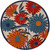 5' Ivory Blue And Orange Round Floral Indoor Outdoor Area Rug