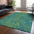 3' X 5' Green And Teal Blue Animal Print Washable Indoor Outdoor Area Rug