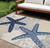 6' X 9' Navy Blue And Gray Starfish Indoor Outdoor Area Rug