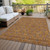 5' X 8' Copper Beige And Taupe Floral Washable Indoor Outdoor Area Rug