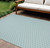 8' X 10' Aqua And Ivory Geometric Indoor Outdoor Area Rug - Aqua, Ivory