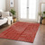 3' X 5' Red And Ivory Geometric Washable Indoor Outdoor Area Rug Transitional Style - Red, Ivory Color
