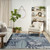 8' X 10' Navy Blue Sky Blue And Ivory Palm Leaf Indoor Outdoor Area Rug - Navy Blue, Sky Blue, Ivory