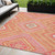 5' X 8' Coral Pink And Ivory Tribal Washable Indoor Outdoor Area Rug