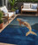 5' X 8' Blue And Brown Animal Print Washable Indoor Outdoor Area Rug