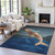 5' X 8' Blue And Brown Animal Print Washable Indoor Outdoor Area Rug