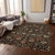 5' X 8' Black Brown And Red Floral Washable Indoor Outdoor Area Rug