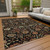 5' X 8' Black Brown And Red Floral Washable Indoor Outdoor Area Rug