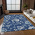 3' X 5' Navy Blue And Gray Floral Washable Indoor Outdoor Area Rug