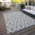 3' X 5' Gray And Ivory Geometric Washable Indoor Outdoor Area Rug Transitional Style - Gray, Ivory Color