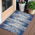 3' X 5' Navy Blue And Ivory Striped Washable Indoor Outdoor Area Rug - 608219097837