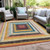 5' X 8' Amber Pink And Teal Blue Geometric Washable Indoor Outdoor Area Rug