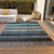 3' X 5' Teal Blue And Brown Striped Washable Indoor Outdoor Area Rug