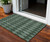 3' X 5' Olive Green And Charcoal Geometric Washable Indoor Outdoor Area Rug