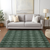 3' X 5' Olive Green And Charcoal Geometric Washable Indoor Outdoor Area Rug