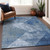 5' X 8' Blue And Gray Geometric Washable Indoor Outdoor Area Rug