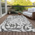 5' X 8' Gray Charcoal And Silver Floral Washable Indoor Outdoor Area Rug Transitional Style - Gray, Charcoal, Silver Color