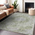 5' X 8' Olive Green Floral Medallion Washable Indoor Outdoor Area Rug