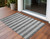 3' X 5' Gray and White Striped Washable Non Skid Indoor Outdoor Area Rug - Gray, White
