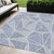 5' X 8' Navy Blue And Denim Blue Geometric Washable Indoor Outdoor Area Rug