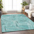 5' X 8' Teal Blue And Ivory Geometric Washable Indoor Outdoor Area Rug Transitional Style - Teal Blue, Ivory Color