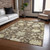 3' X 5' Chocolate And Beige Floral Washable Indoor Outdoor Area Rug