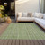 3' X 5' Green Ivory And Gray Striped Washable Indoor Outdoor Area Rug