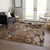 3' X 5' Chocolate Terracotta and Ivory Abstract Washable Indoor Outdoor Area Rug