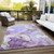 3' X 5' Gray And Purple Abstract Washable Indoor Outdoor Area Rug