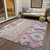 5' X 8' Pink Gray And Ivory Aztec Washable Indoor Outdoor Area Rug