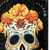 72" Black Gold And Orange Solid Wood Bienvenidos Skull Porch Sign
